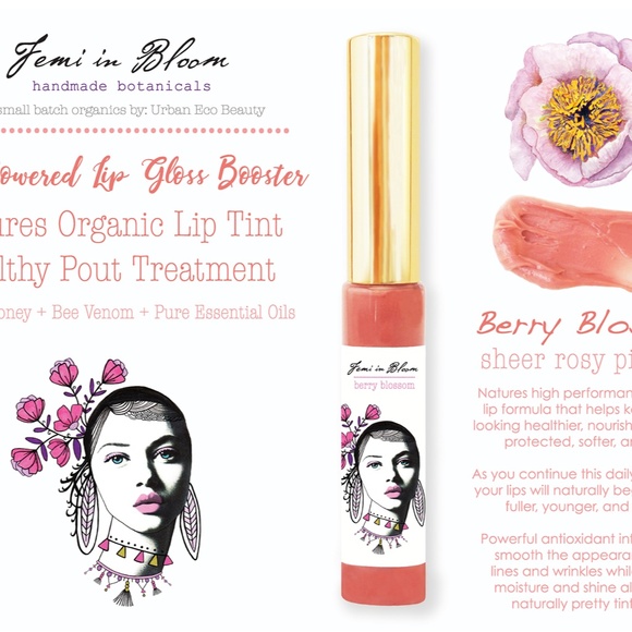 Berry Blossom Pink Sheer Glow Organic Lip Gloss Plumper Treatment - Picture 2 of 11